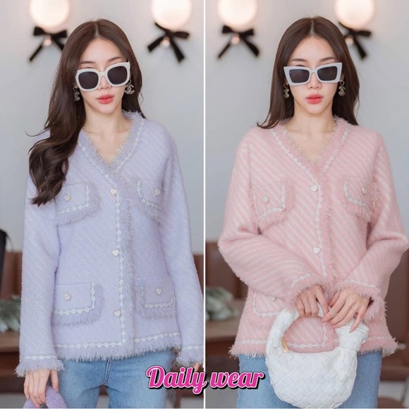 LA LUNE Knitted Heart Shape Buttons Design cardigan sweater - Picture 12 of 12